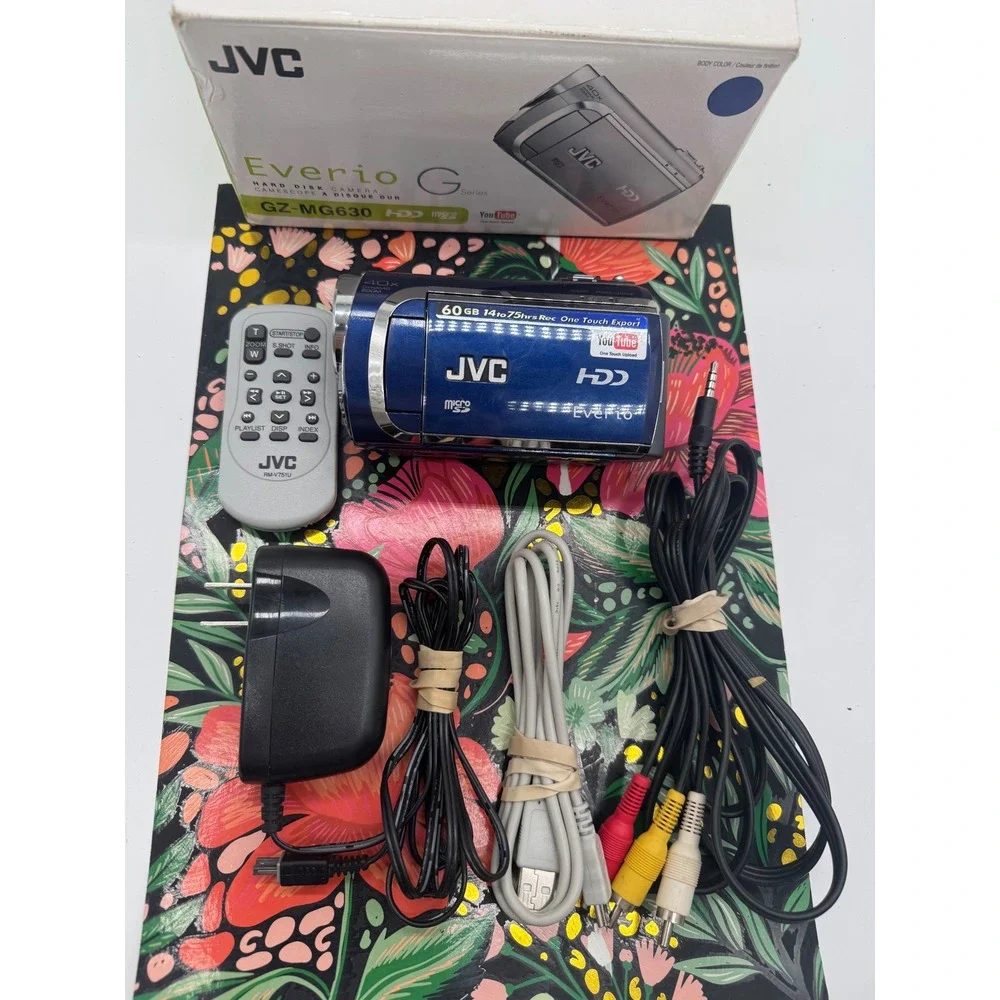 JVC Everio GZ-MG630 Blue 60GB HDD Camcorder 40x Zoom Digital Video Camera Bundle